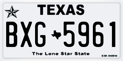 TX license plate BXG5961