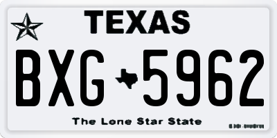 TX license plate BXG5962
