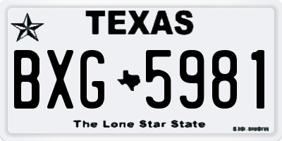TX license plate BXG5981