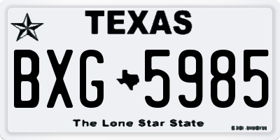 TX license plate BXG5985
