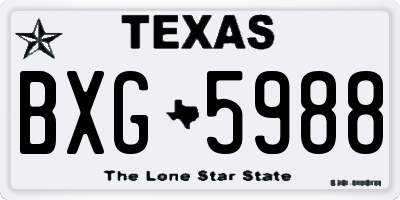 TX license plate BXG5988