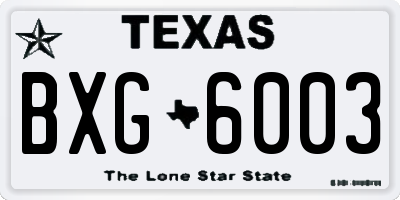 TX license plate BXG6003