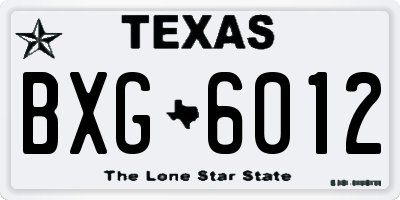TX license plate BXG6012