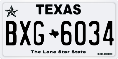 TX license plate BXG6034