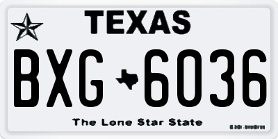 TX license plate BXG6036
