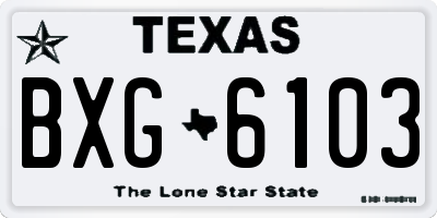 TX license plate BXG6103