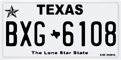 TX license plate BXG6108