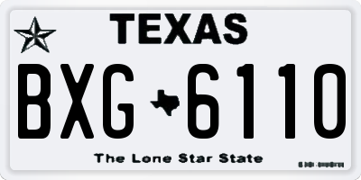 TX license plate BXG6110