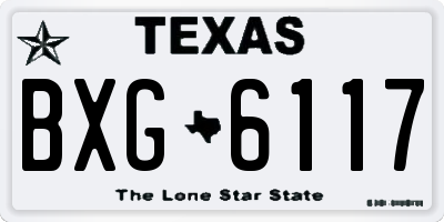 TX license plate BXG6117
