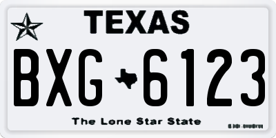 TX license plate BXG6123