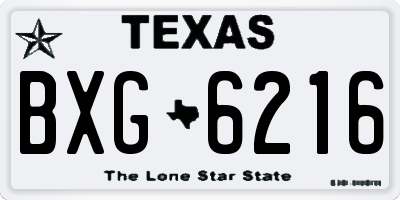 TX license plate BXG6216