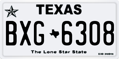 TX license plate BXG6308