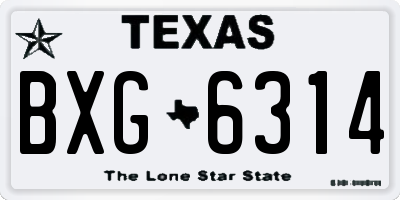 TX license plate BXG6314