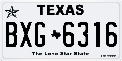 TX license plate BXG6316