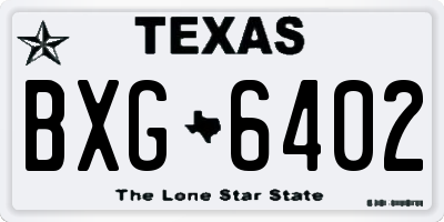 TX license plate BXG6402