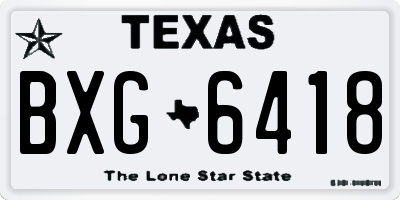 TX license plate BXG6418