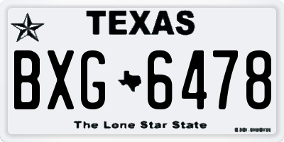 TX license plate BXG6478