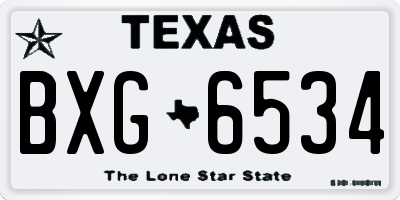 TX license plate BXG6534