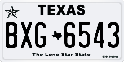 TX license plate BXG6543
