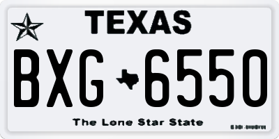 TX license plate BXG6550