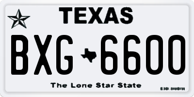 TX license plate BXG6600