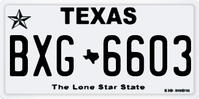 TX license plate BXG6603
