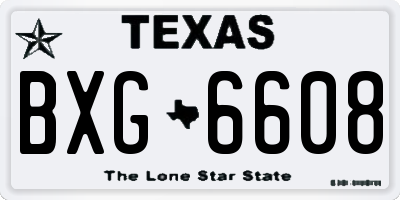 TX license plate BXG6608