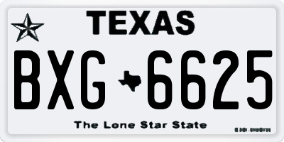 TX license plate BXG6625