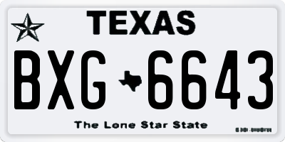 TX license plate BXG6643