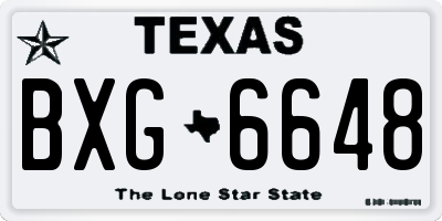 TX license plate BXG6648