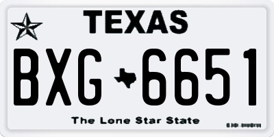 TX license plate BXG6651