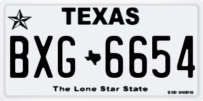 TX license plate BXG6654