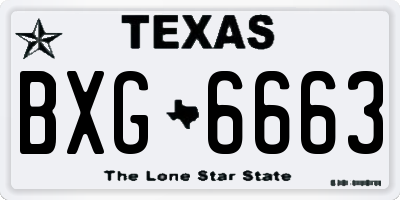 TX license plate BXG6663