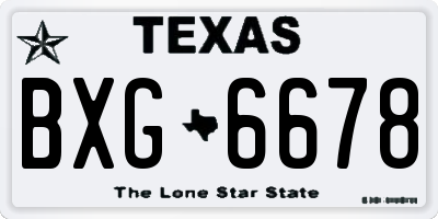 TX license plate BXG6678