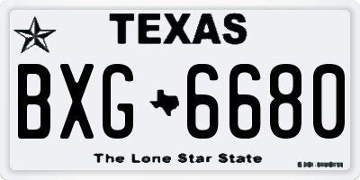 TX license plate BXG6680