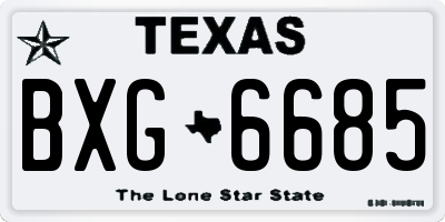 TX license plate BXG6685
