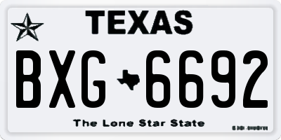 TX license plate BXG6692
