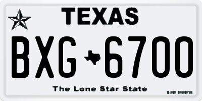 TX license plate BXG6700