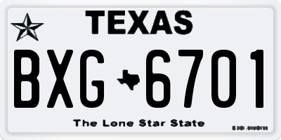 TX license plate BXG6701