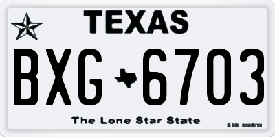 TX license plate BXG6703