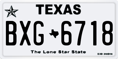 TX license plate BXG6718