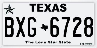 TX license plate BXG6728
