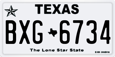 TX license plate BXG6734