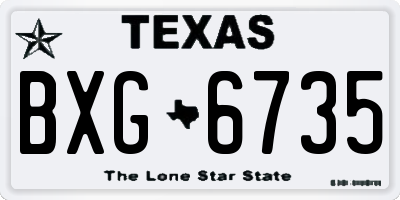 TX license plate BXG6735