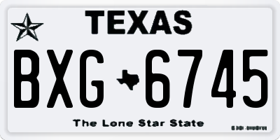 TX license plate BXG6745