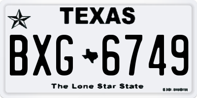 TX license plate BXG6749