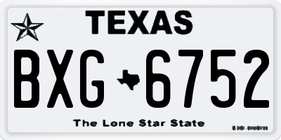 TX license plate BXG6752