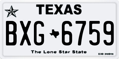 TX license plate BXG6759