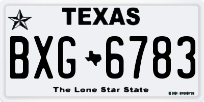 TX license plate BXG6783