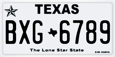 TX license plate BXG6789